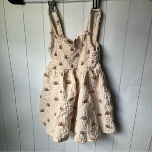Cotton Smocked Cream and Brown Baby Dress